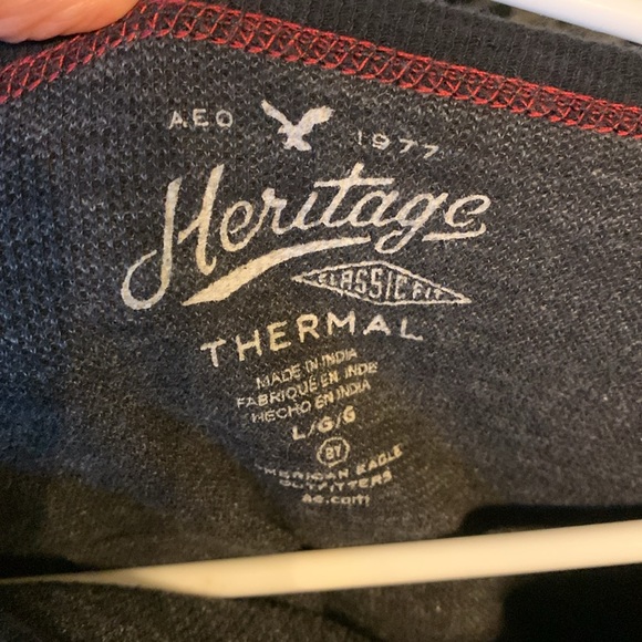Light thermal large black long sleeve shirt. American Eagle. - Picture 3 of 3